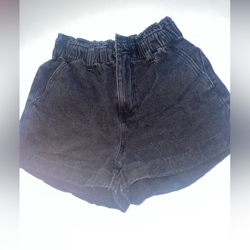 Denim black high waist shorts